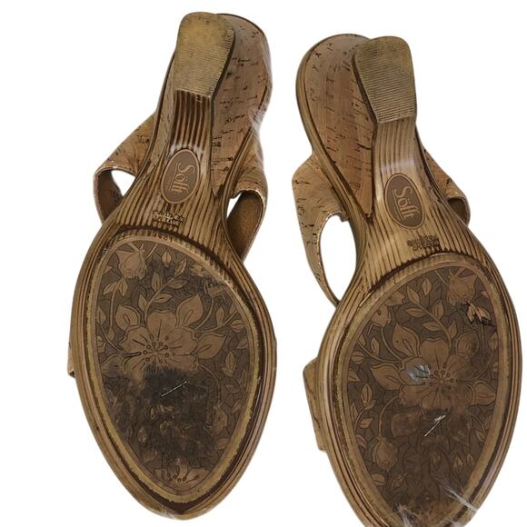 Sofft Cork Peep Toe Sandals Gold Size 8.5 - Picture 5 of 6